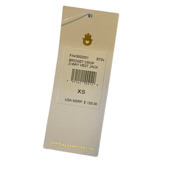 Spiritual Gangster Crop Vest / Jacket White XS NWT $128 - Picture 6 of 6